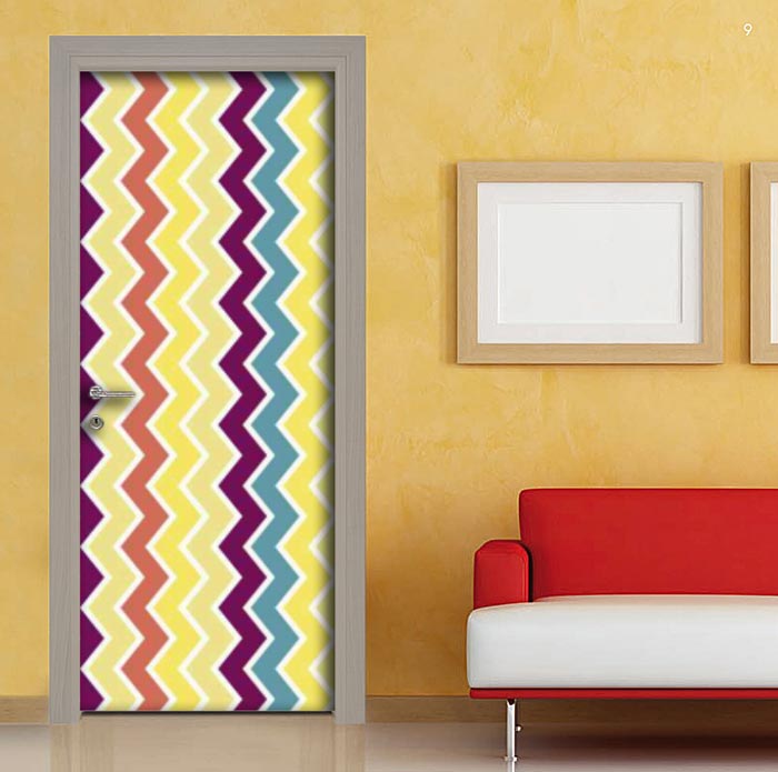Adesivo Astratto per porta con Zig Zag