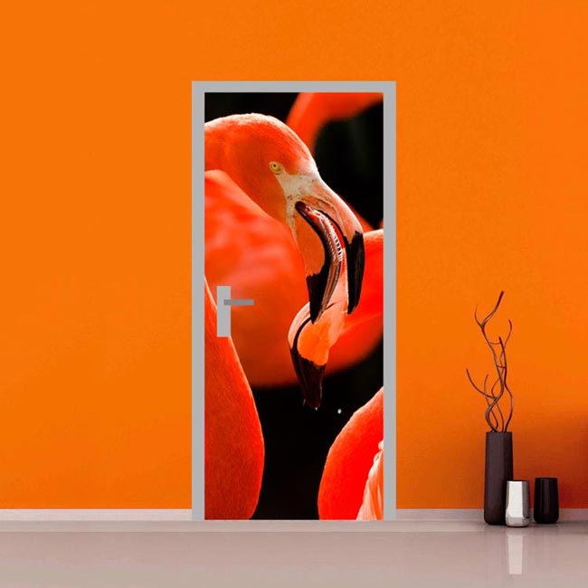 adesivo per porte : fenicotteri