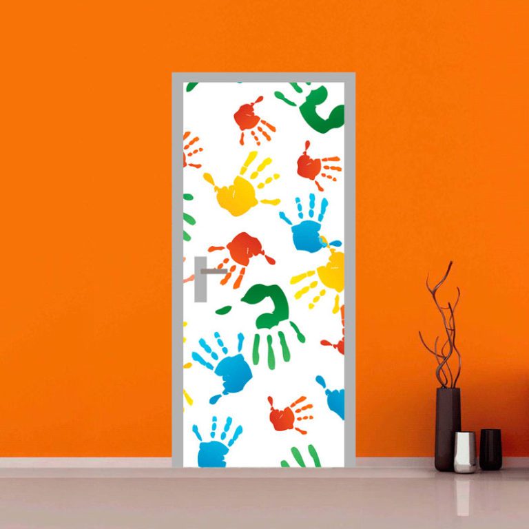 adesivo per porte : mani colorate