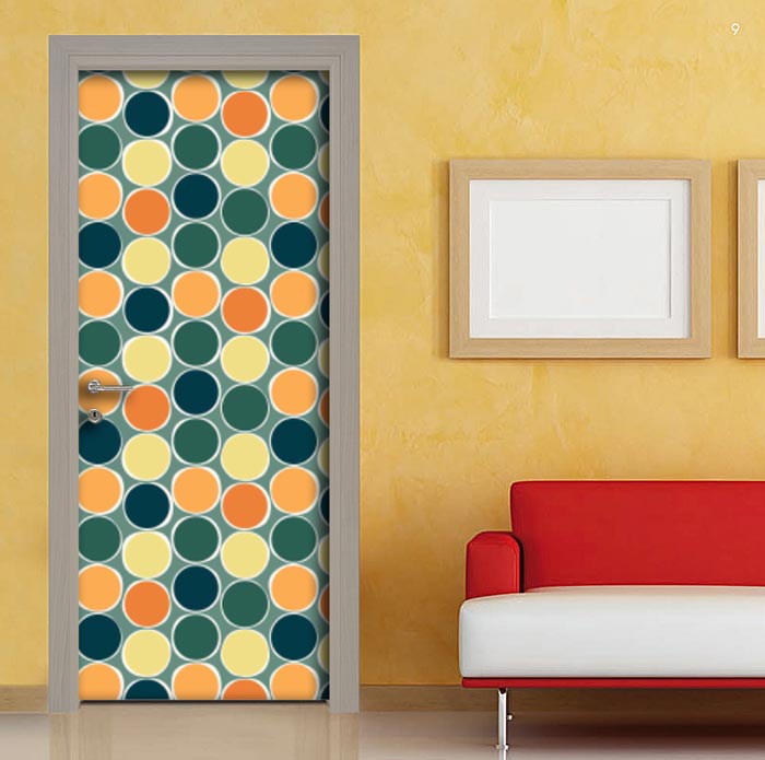 Adesivo porta : vintage cerchi colorati
