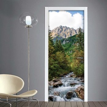 Adesivo per porta con paesaggio montano