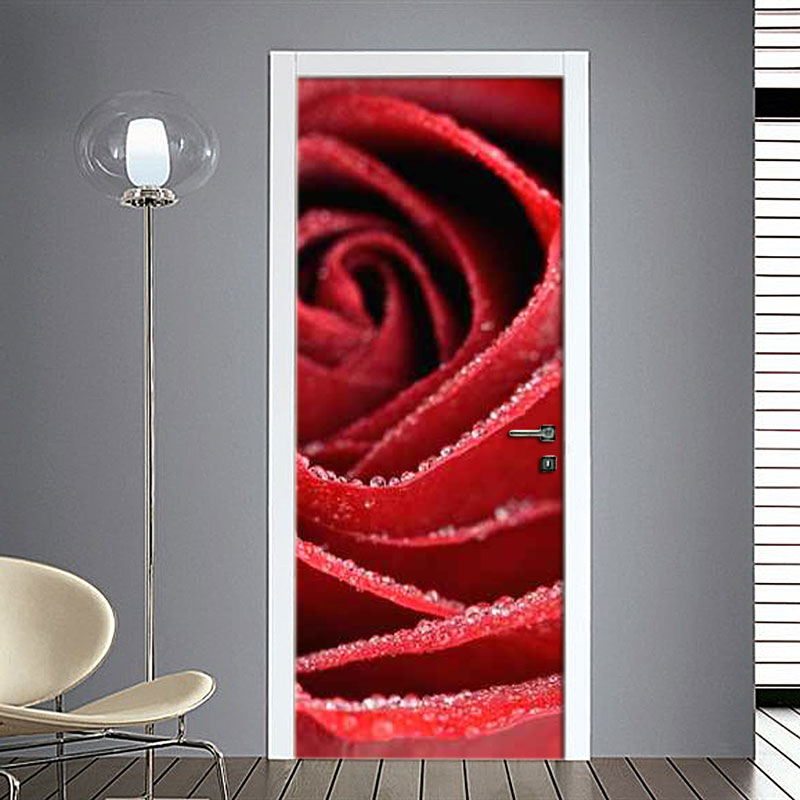Adesivo Porta: Rosa bagnata