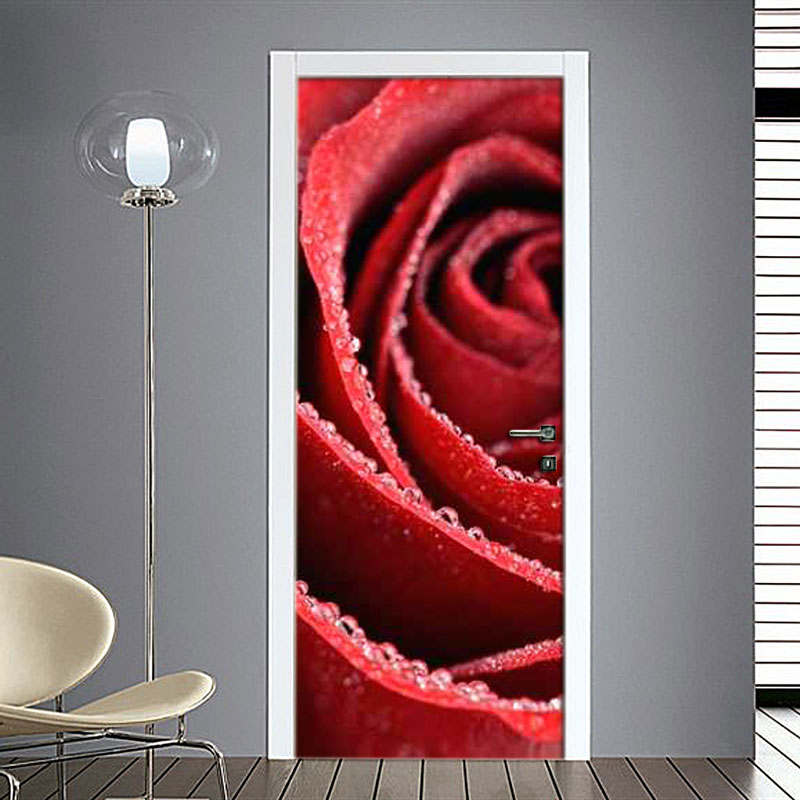 Adesivo Porta: Rosa bagnata