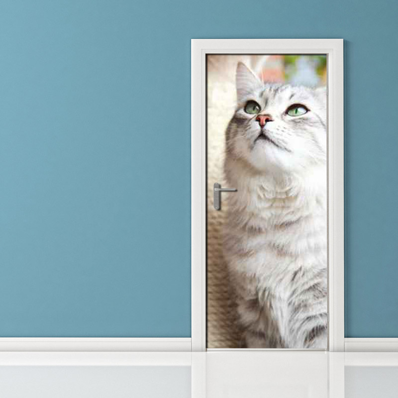 Adesivo per porta: gatto cacciatore
