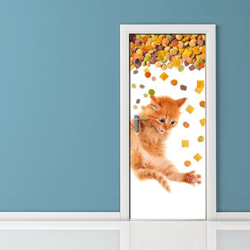 Adesivo per porta: gatto che cade
