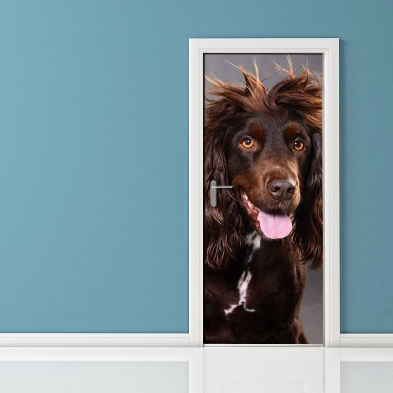 Adesivo per porta: cane spettinato