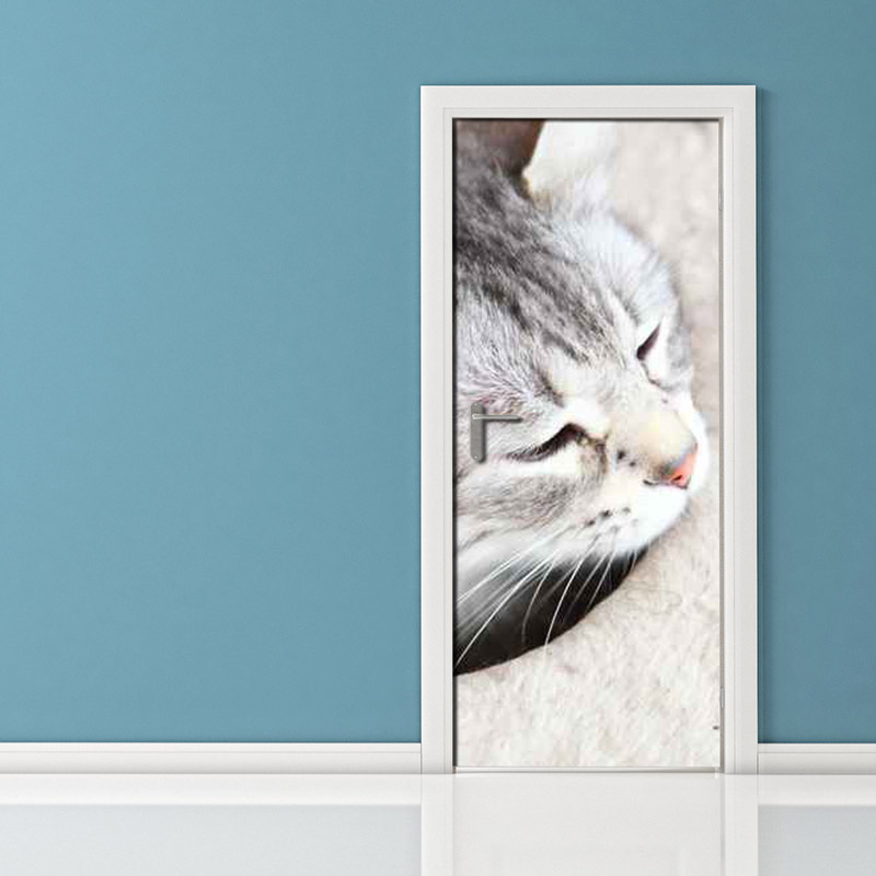 Adesivo per porte gatto sornione