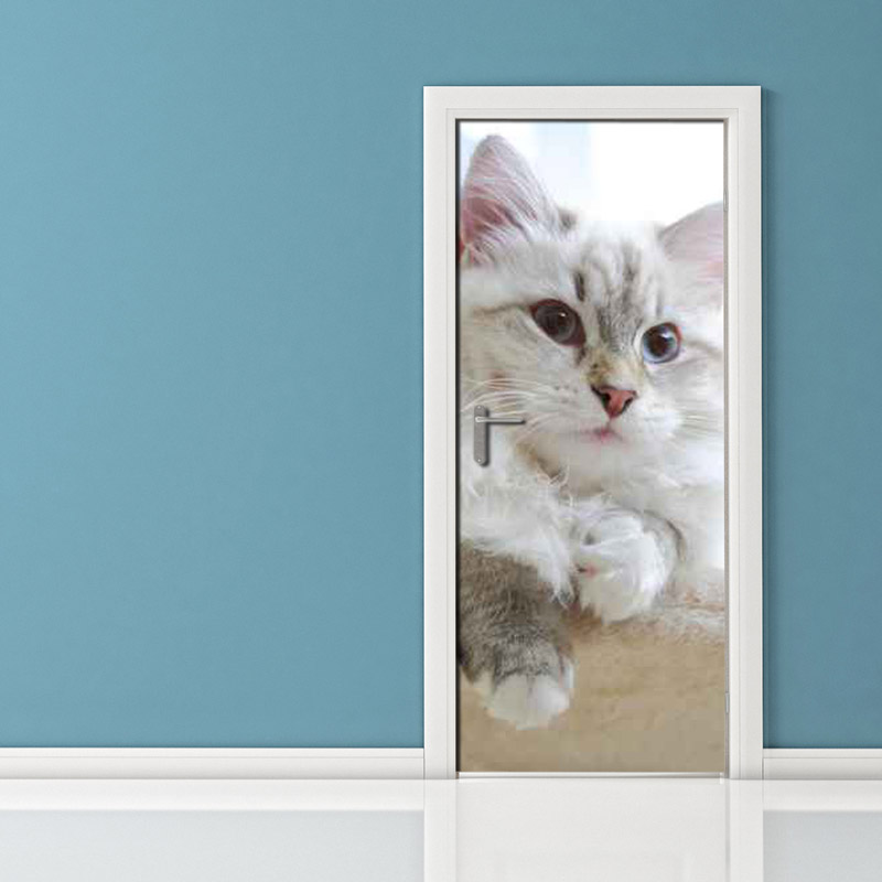 Adesivo per porte gatto pensieroso