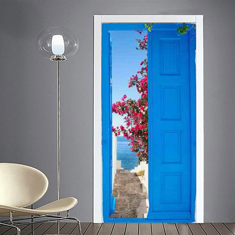 Adesivo per porta con strada di paese
