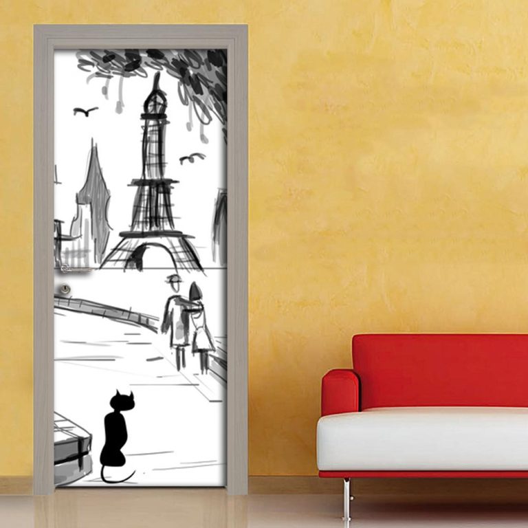 Parigi disegno con Torre Eiffel adesivo per porta