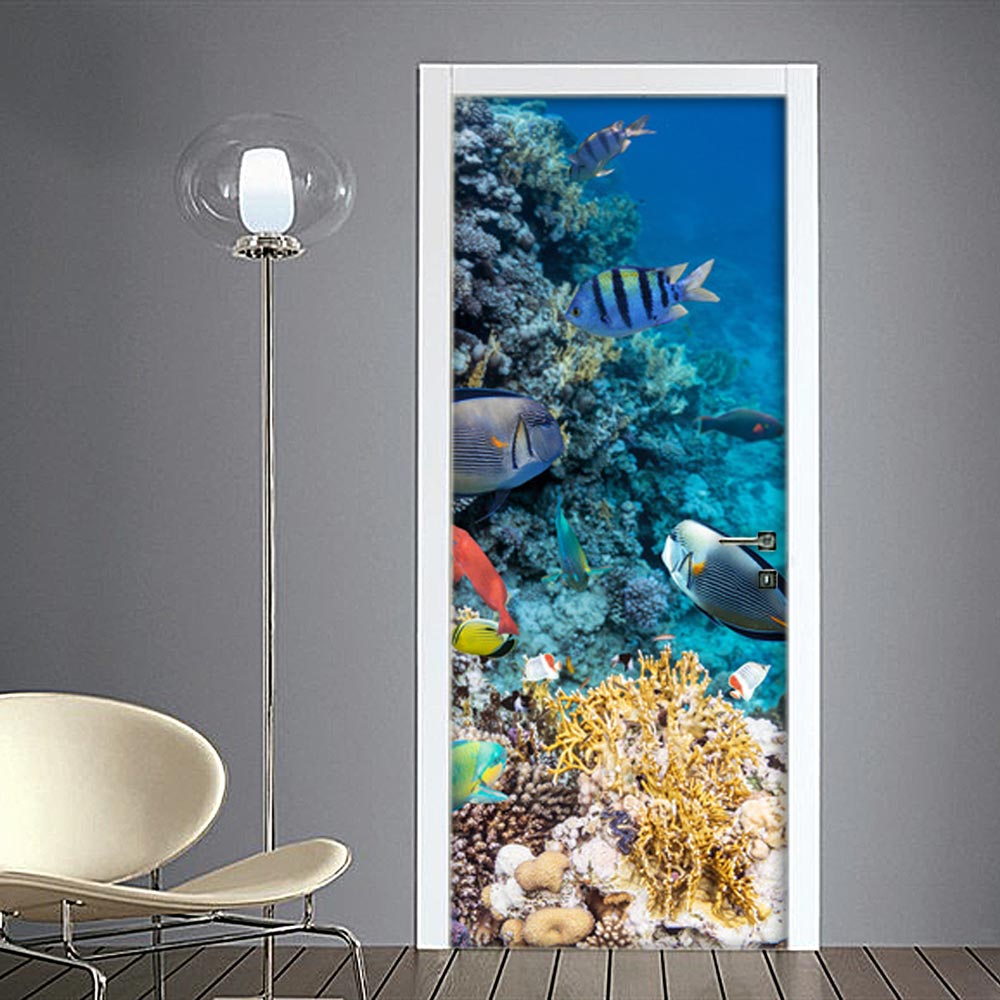 Adesivo porta: pesci sott'acqua
