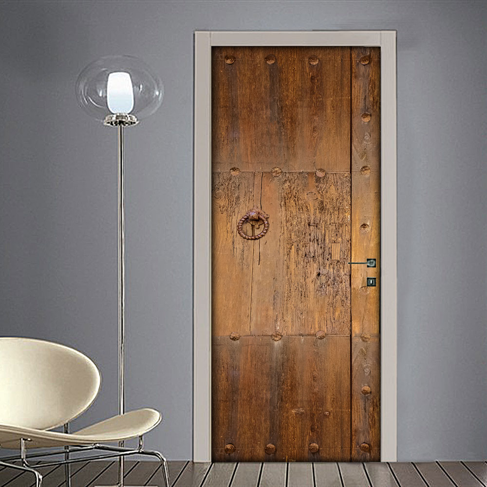 Adesivo per porta – Portone antico in legno