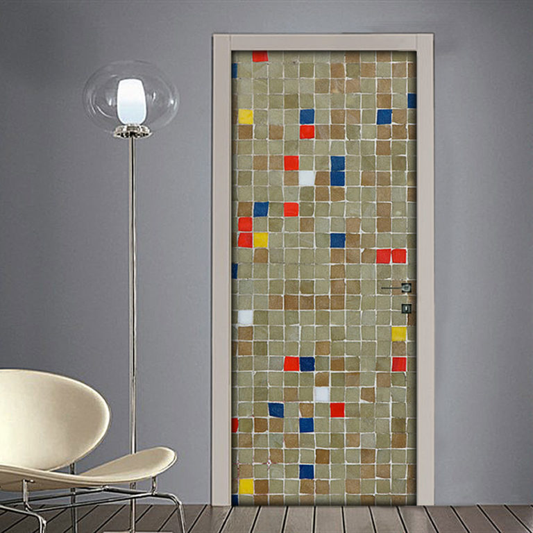 Adesivo per porte mosaico colorato