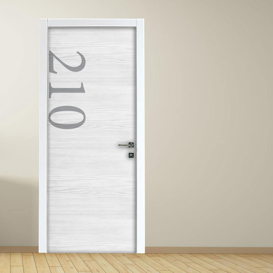 Adesivo per porta Hotel Effetto legno chiaro con numero (personalizzabile)