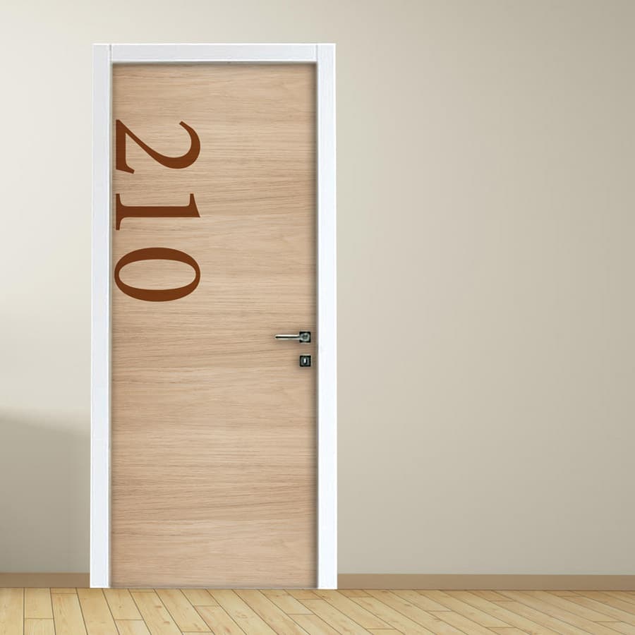 Adesivo per porte hotel e ufficio: effetto legno con numero personalizzato