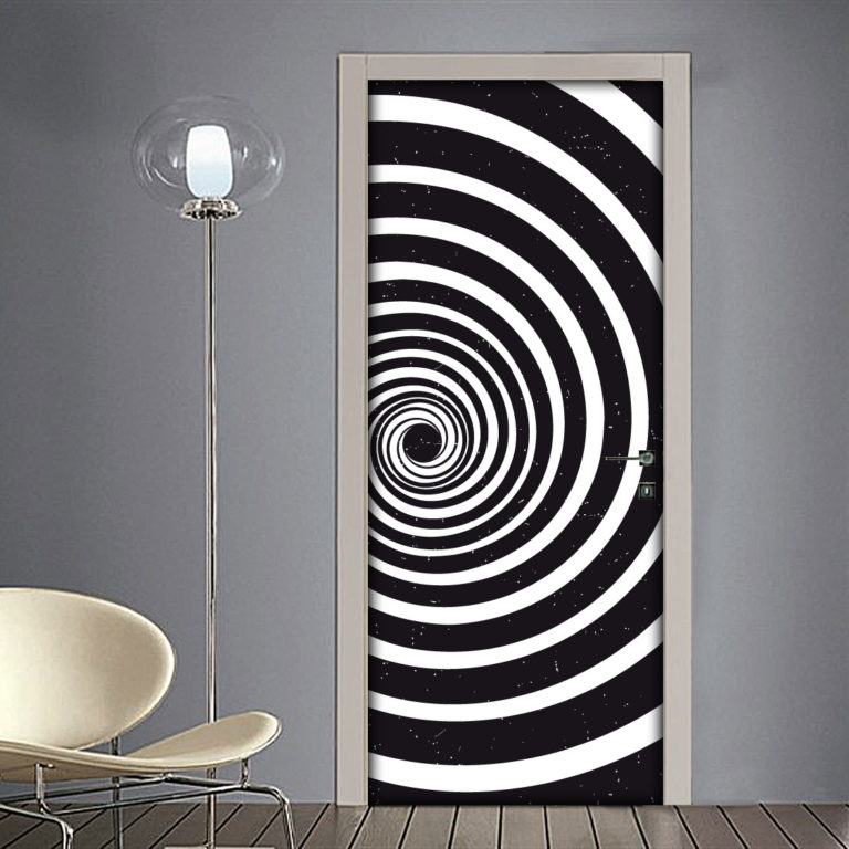 Adesivo per Porta: Spirale 3D per Illusione Ottica