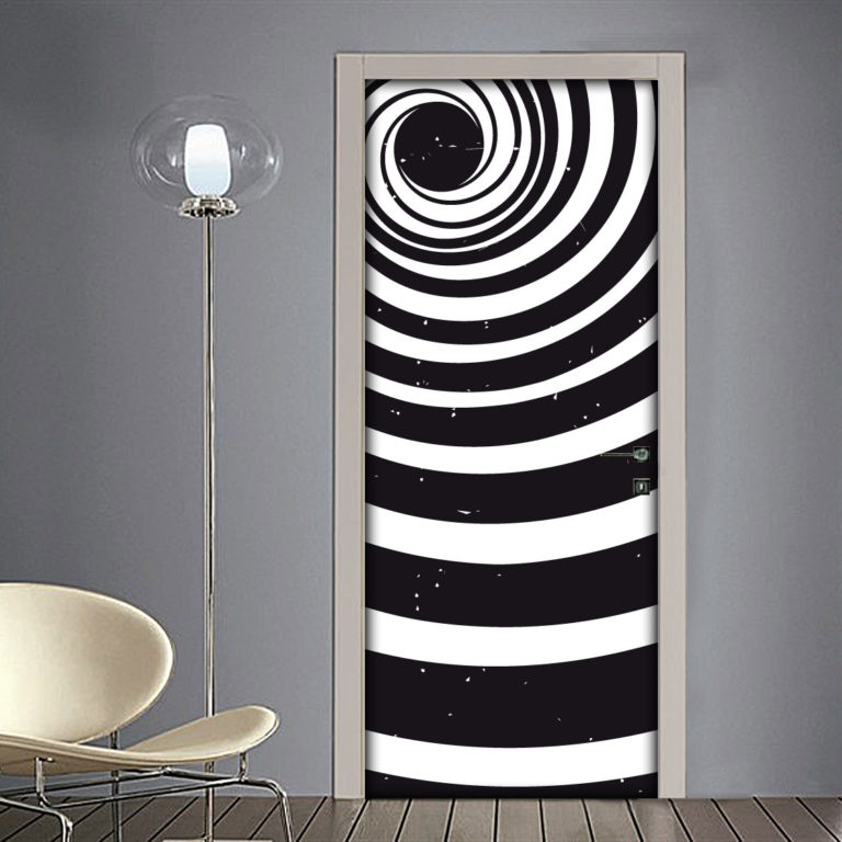 Adesivo per Porta: Spirale 3D per Illusione Ottica