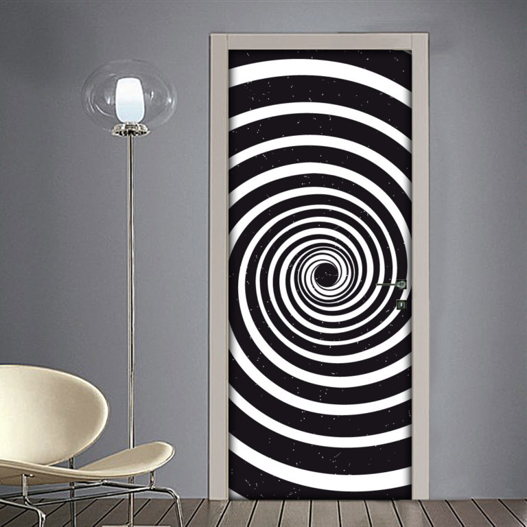 Adesivo per Porta: Spirale 3D per Illusione Ottica