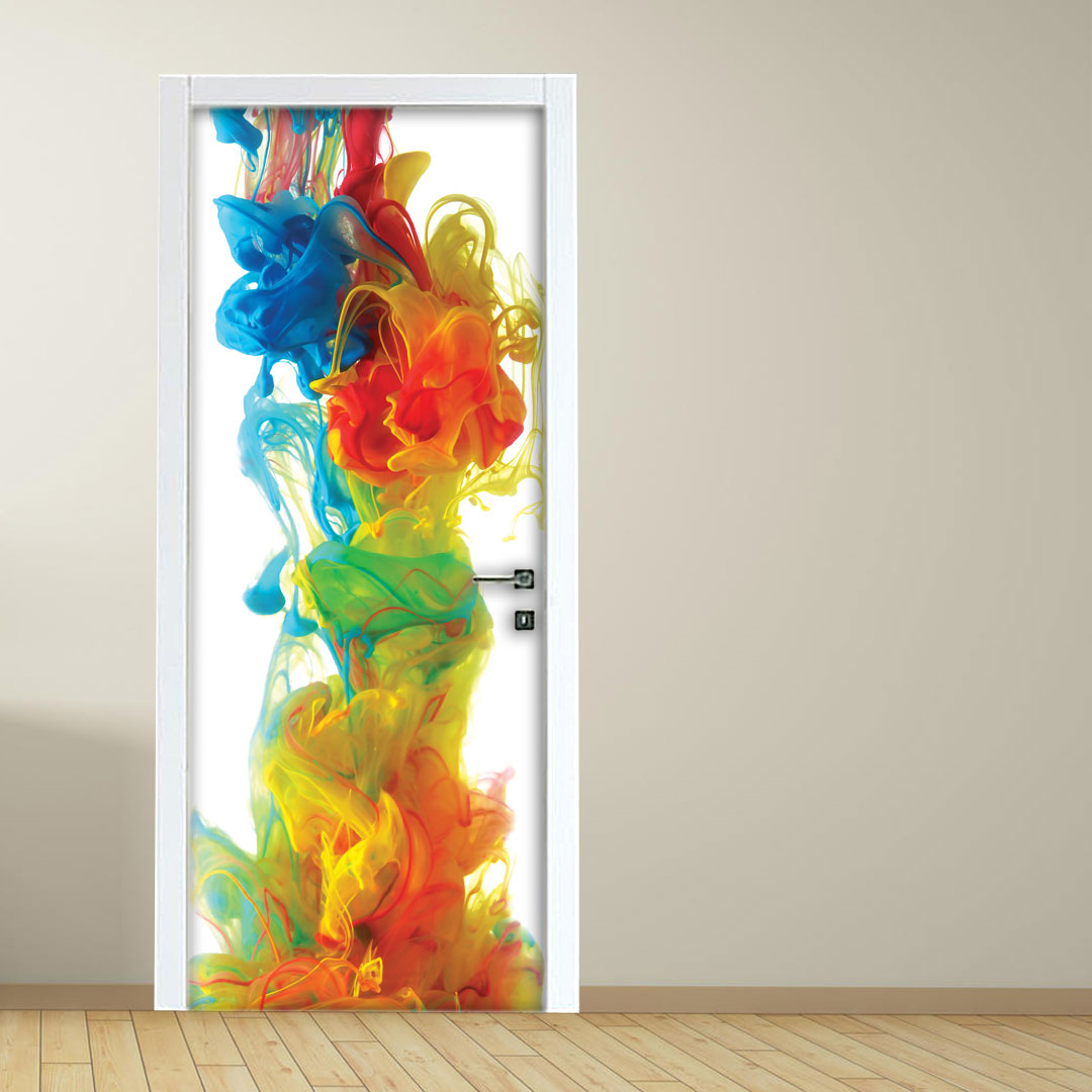 Adesivo per porta astratto: Fumo colorato