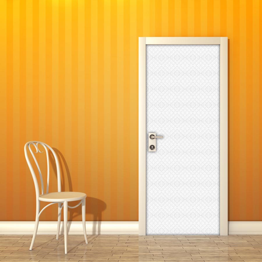 Adesivo per Porta - Effetto pelle bianca con cucitura