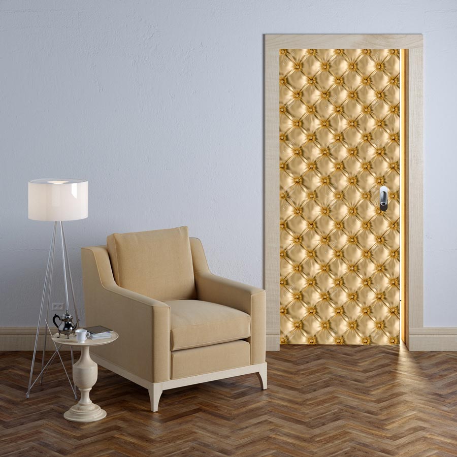 Adesivo per rivestimento porta effetto pelle dorata